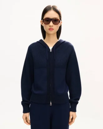 ’Kenzo Signature’ stickad hoodie med dragkedja i bomullsull