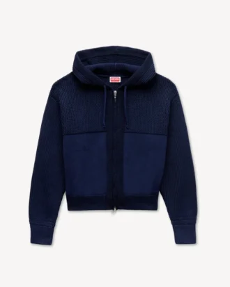 ’Kenzo Signature’ stickad hoodie med dragkedja i bomullsull