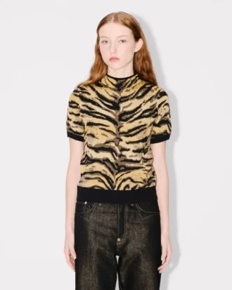 Kenzo Tiger-tröja med hög hals i bomulls- och ullblandning