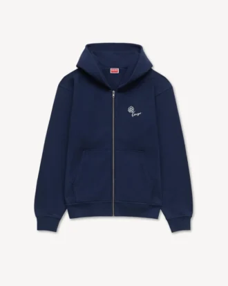 Kenzo Tulip broderad hoodie med dragkedja i bomull