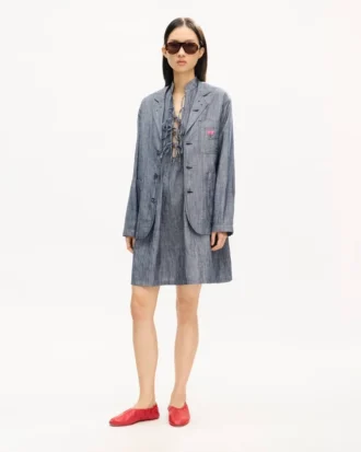 Kenzo Tulip’ lätt arbetsjacka i tvättad blandad linne-denim