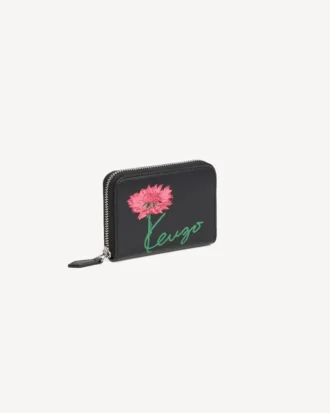 Kenzo Tulip-plånbok i läder med dragkedja Kenzo Tulip-plånbok i läder med dragkedja