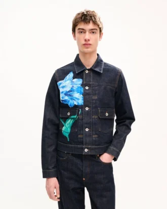 Kenzo Tulip’ Slim Pleated Trucker Jacket i japansk denim