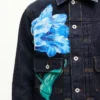 Kenzo Tulip’ Slim Pleated Trucker Jacket i japansk denim