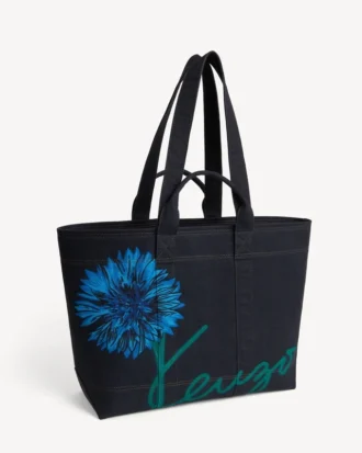 Kenzo Tulip stor tygväska i denimliknande twill Kenzo Tulip stor tygväska i denimliknande twill