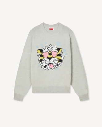 Kenzo Wild Tiger-tröja i bomullsull Kenzo Wild Tiger-tröja i bomullsull
