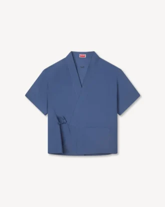 Kimono-skjorta med korta ärmar i bomull