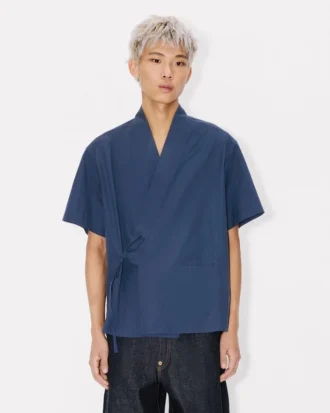 Kimono-skjorta med korta ärmar i bomull