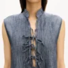 Kort klänning i tvättad blandad linne-denim Kort klänning i tvättad blandad linne-denim
