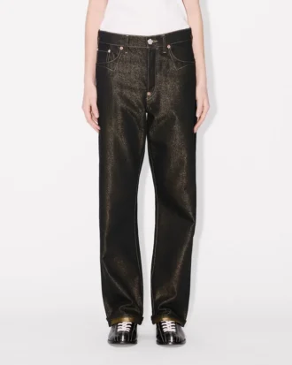 Lågmidjade boyfriend-jeans i japansk lurex-denim