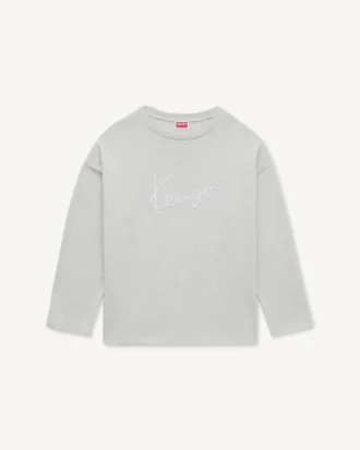Långärmad T-shirt i bomull med broderat ”Kenzo Signature”