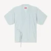 Löst sittande kimonoskjorta i blekt chambray i stenfärg Löst sittande kimonoskjorta i blekt chambray i stenfärg