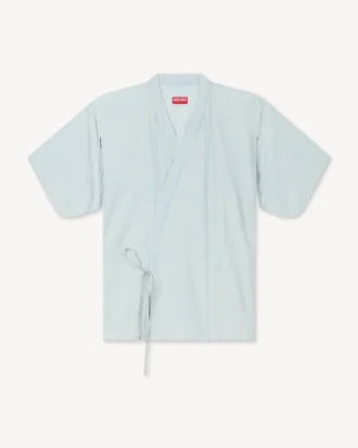 Löst sittande kimonoskjorta i blekt chambray i stenfärg