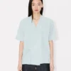 Löst sittande kimonoskjorta i blekt chambray i stenfärg Löst sittande kimonoskjorta i blekt chambray i stenfärg