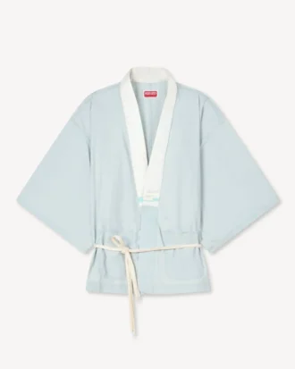 Oversized kimonoskjorta i Stone Bleach Chambray