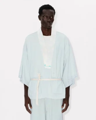 Oversized kimonoskjorta i Stone Bleach Chambray