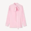Oversized skjorta med rosett i blandad siden Oversized skjorta med rosett i blandad siden