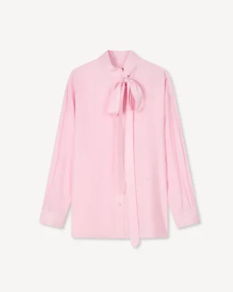 Oversized skjorta med rosett i blandad siden