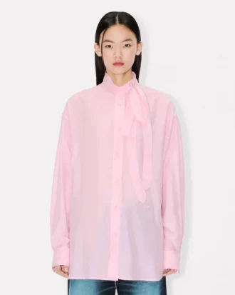 Oversized skjorta med rosett i blandad siden