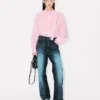 Oversized skjorta med rosett i blandad siden Oversized skjorta med rosett i blandad siden