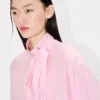 Oversized skjorta med rosett i blandad siden Oversized skjorta med rosett i blandad siden