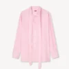 Oversized skjorta med rosett i blandad siden Oversized skjorta med rosett i blandad siden