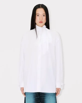 Oversized skjorta med rosett i bomull