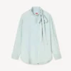 Oversized skjorta med rosett i Stone Bleach Chambray Oversized skjorta med rosett i Stone Bleach Chambray