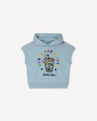 Ärmlös hoodie i frotté med tryck ”Happy Sweet”