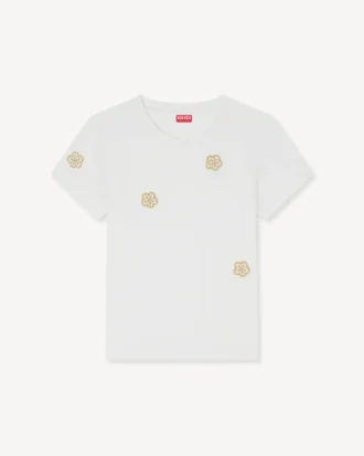 T-shirt i bomull med broderat mönster ”Boke Flower”