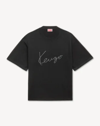 T-shirt med broderat ”Kenzo Signature” i merinoull