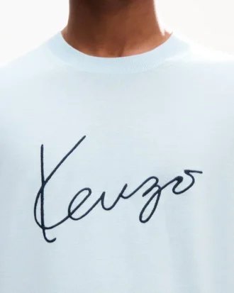T-shirt med broderat ”Kenzo Signature” i merinoull