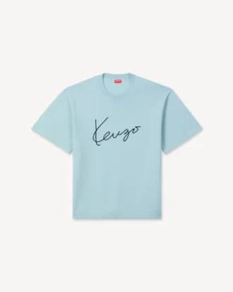 T-shirt med broderat ”Kenzo Signature” i merinoull