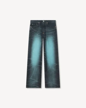 Uppvikta jeans i vid passform i japanskt denim