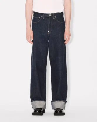 Uppvikta jeans i vid passform i japanskt denim Uppvikta jeans i vid passform i japanskt denim