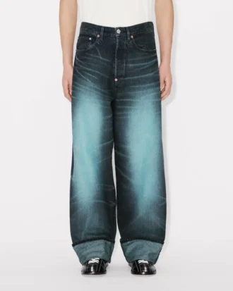 Uppvikta jeans i vid passform i japanskt denim