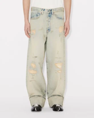 Uppvikta jeans i vid passform i japanskt denim Uppvikta jeans i vid passform i japanskt denim